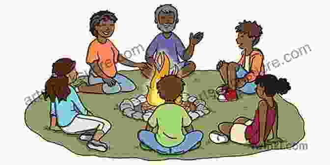 Cartoon Illustration Of A Group Of Golfers Sitting Around A Campfire, Sharing Stories And Laughter, Their Faces Illuminated By The Warm Glow Of The Fire. Golf Game Colorful Cartoon Illustrations