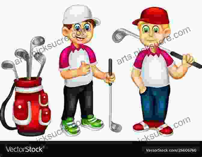 Cartoon Illustration Of Two Golfers Celebrating A Successful Putt, Their Faces Beaming With Joy And Camaraderie. Golf Game Colorful Cartoon Illustrations